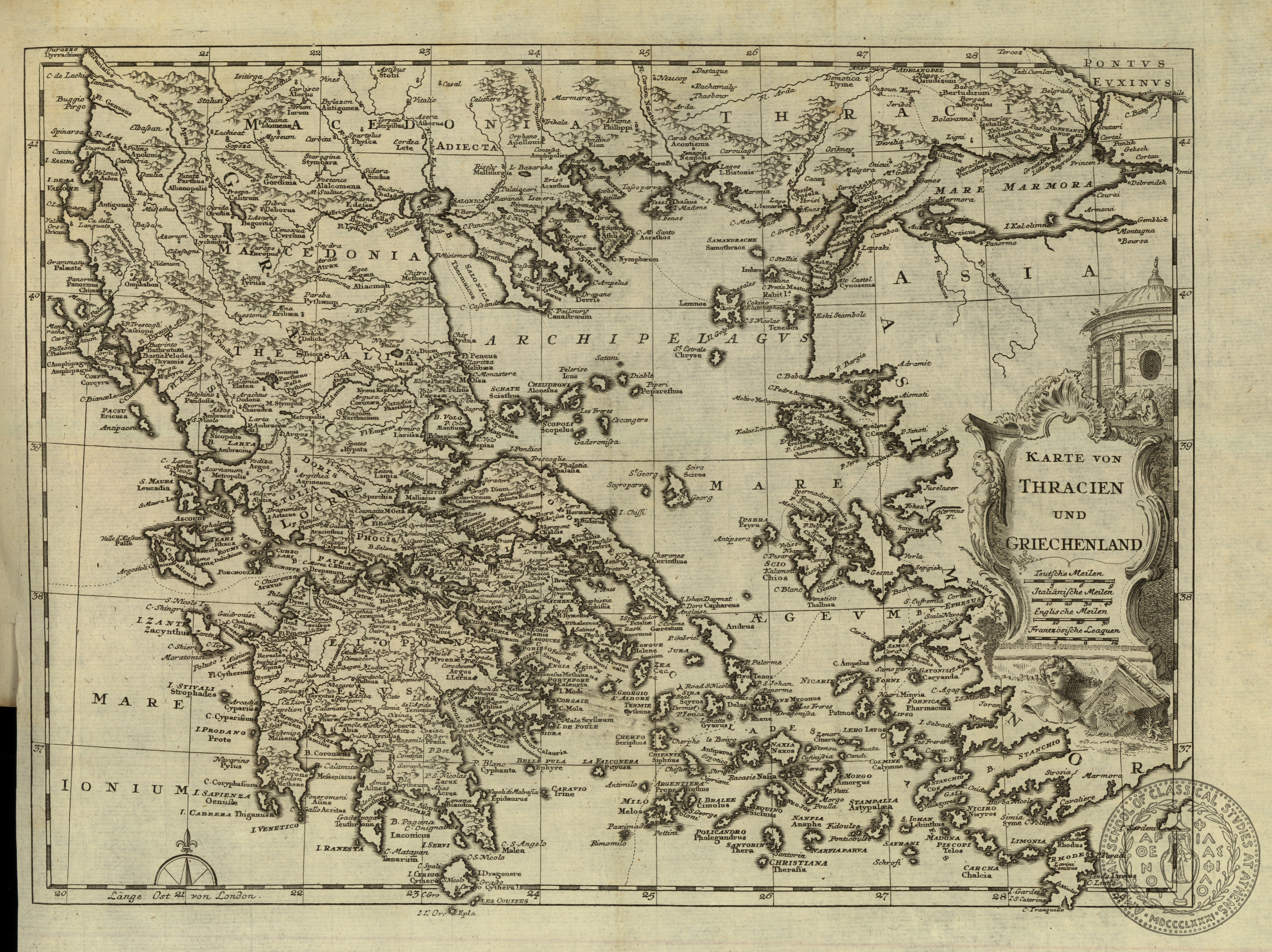 Karte von Thracien und Griechenland